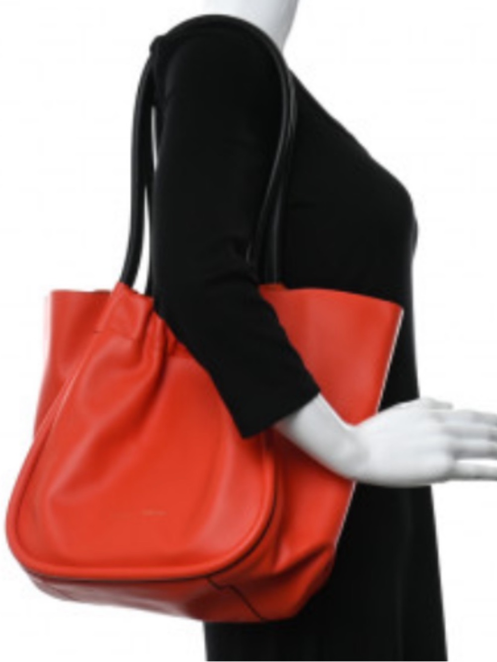 Proenza Schouler Orange Tote Calfskin Bag Snap Closure with Black Wrist Pouch - Picture 4 of 14